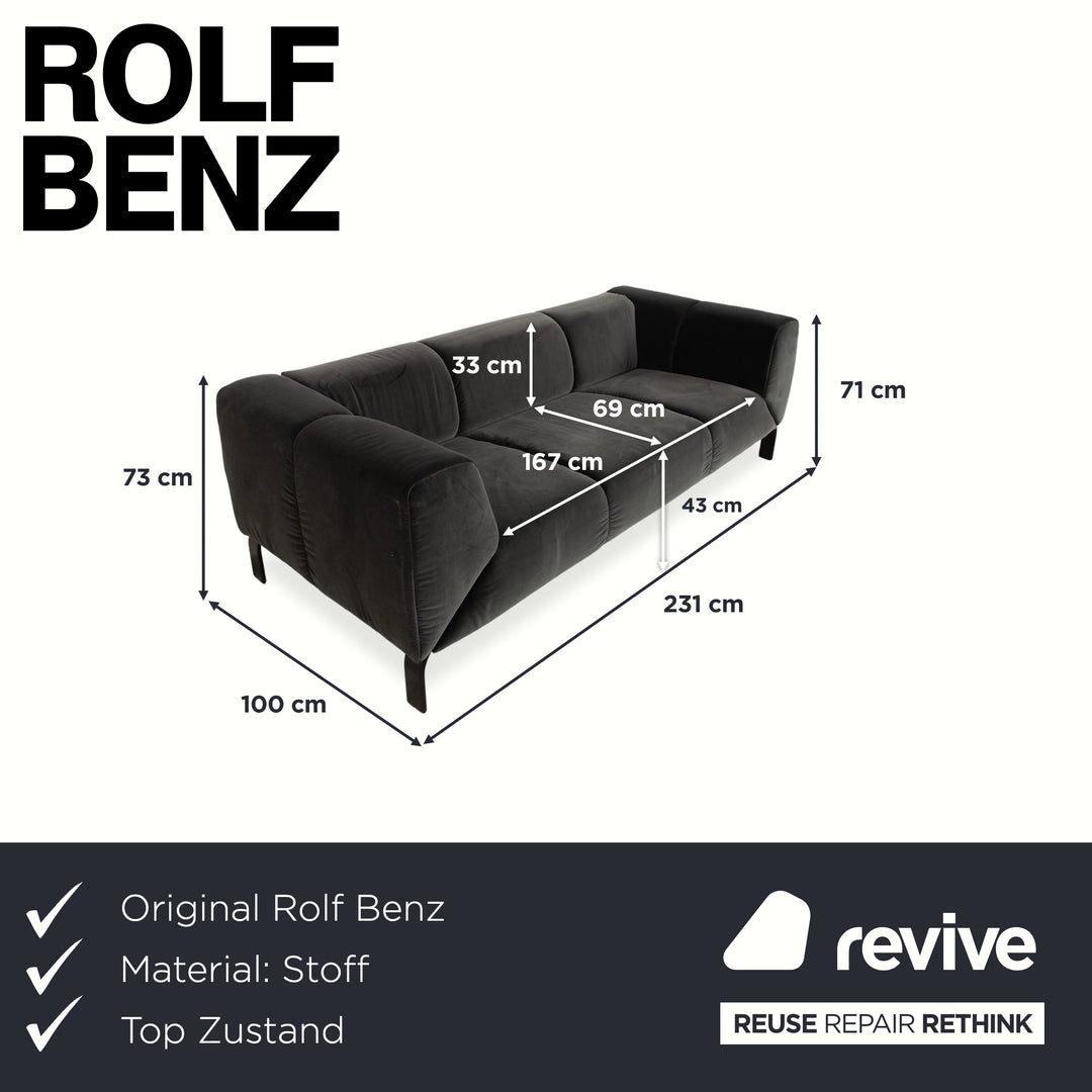Rolf Benz 323 Stoff Dreisitzer Grau Sofa Couch