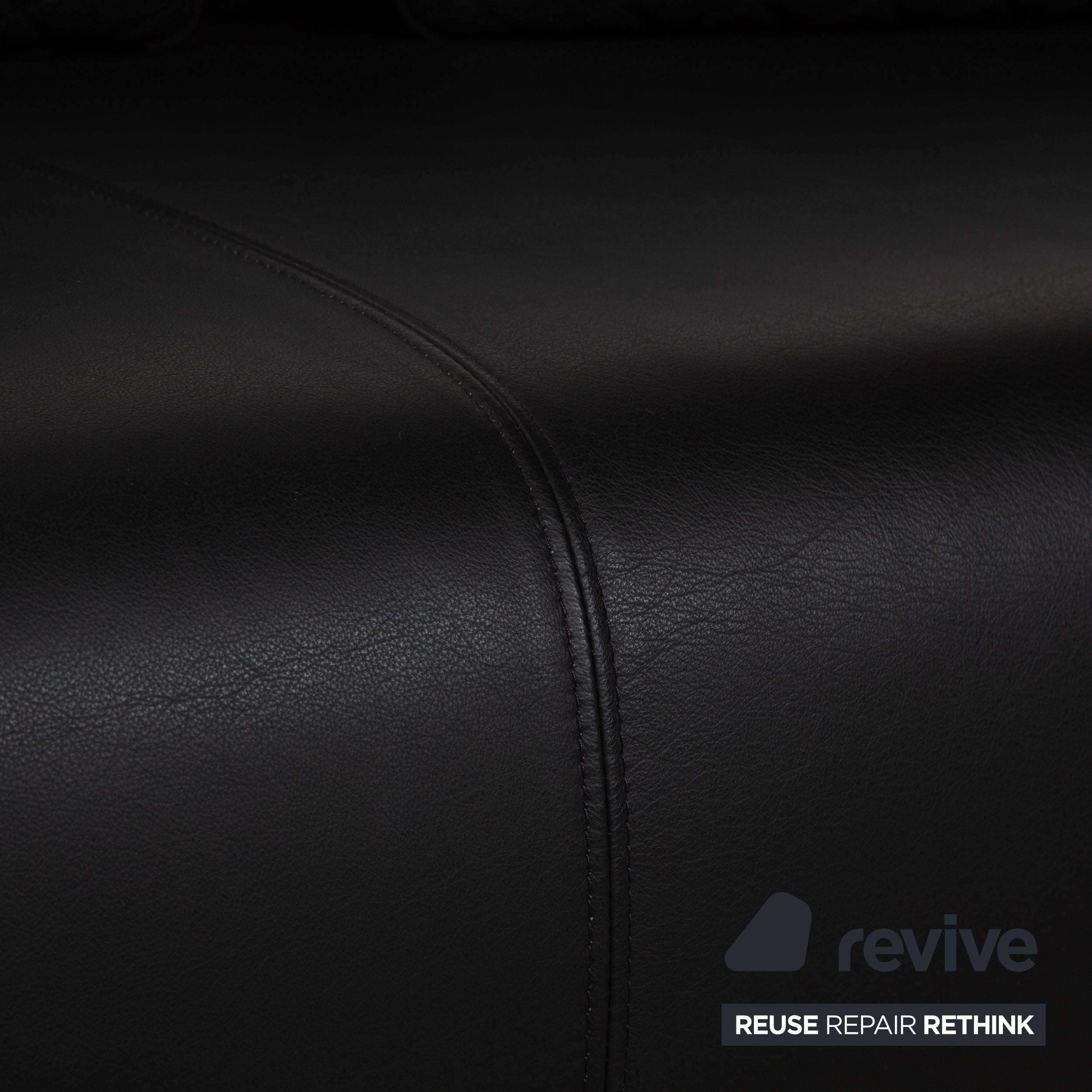 Rolf Benz 325 Leder Dreisitzer Schwarz Sofa Couch