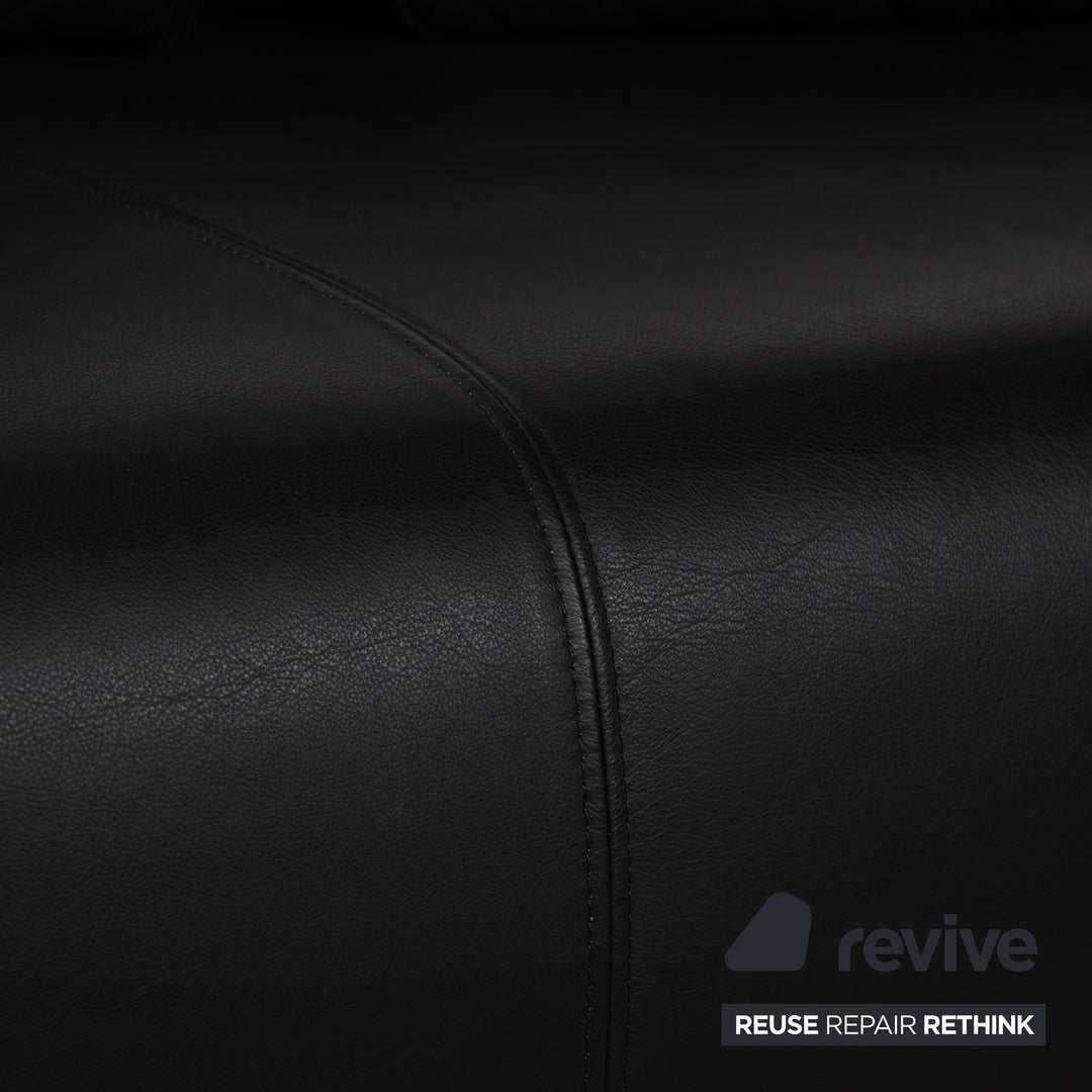 Rolf Benz 325 Leder Dreisitzer Schwarz Sofa Couch