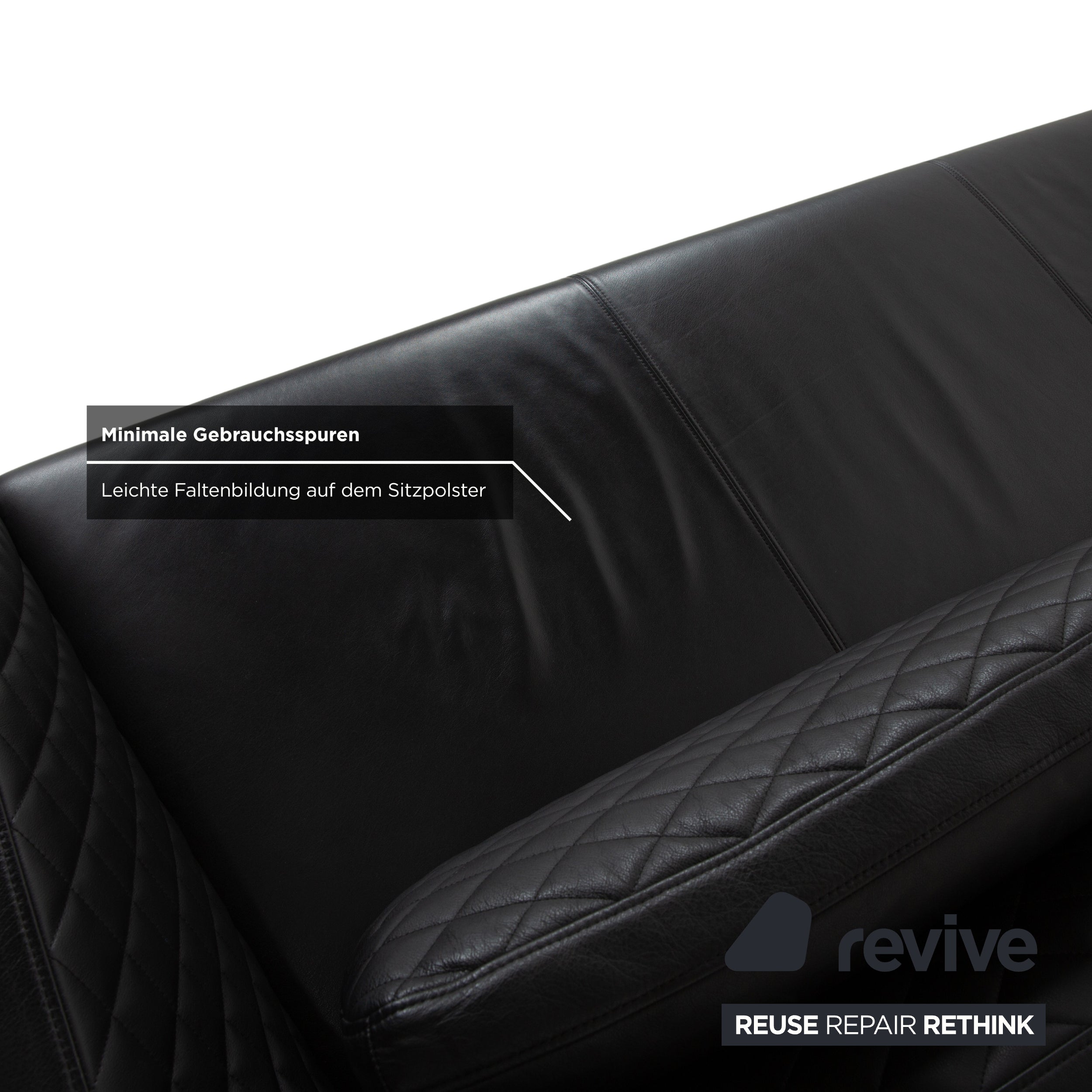 Rolf Benz 325 Leder Dreisitzer Schwarz Sofa Couch