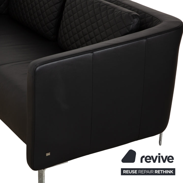 Rolf Benz 325 Leder Dreisitzer Schwarz Sofa Couch