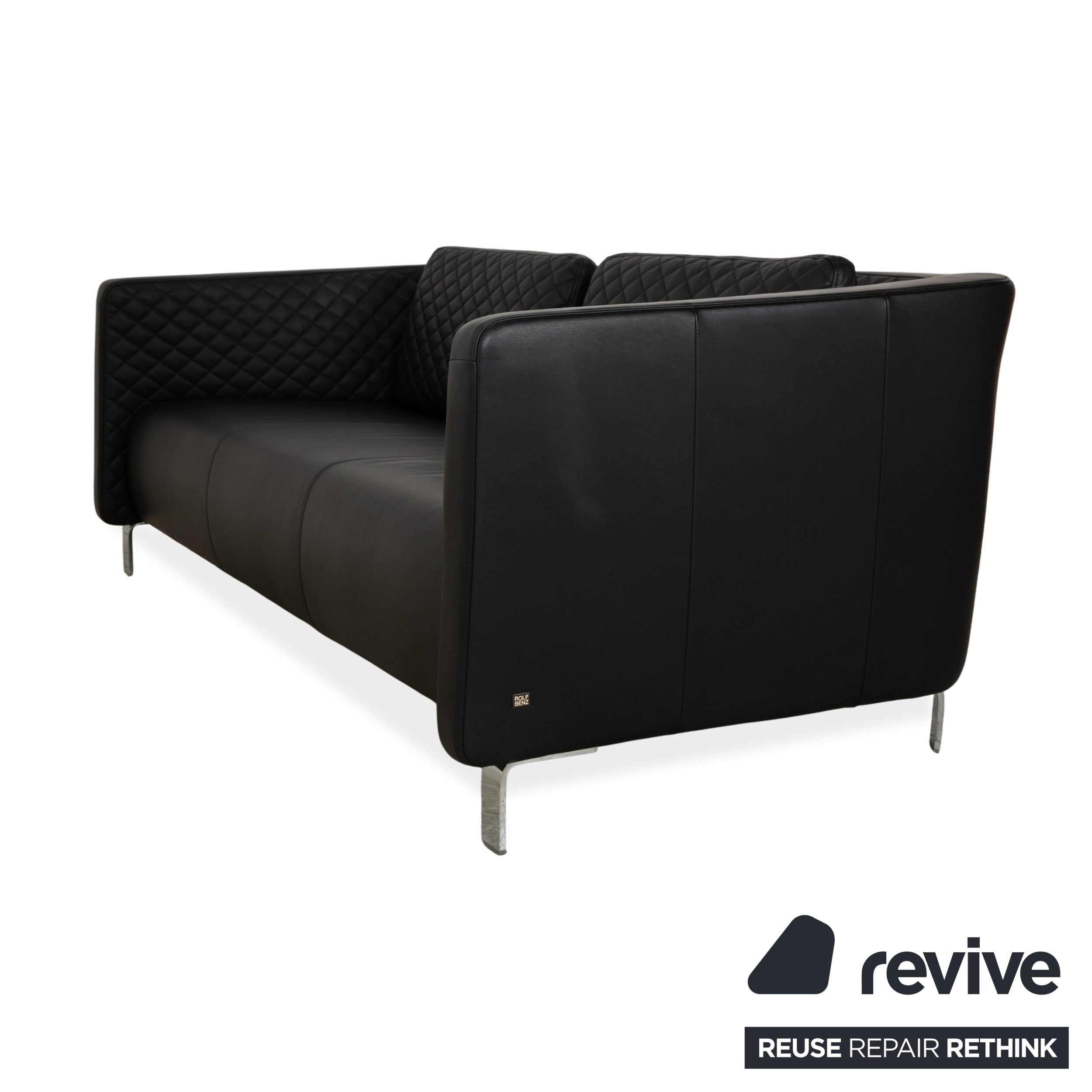 Rolf Benz 325 Leder Dreisitzer Schwarz Sofa Couch