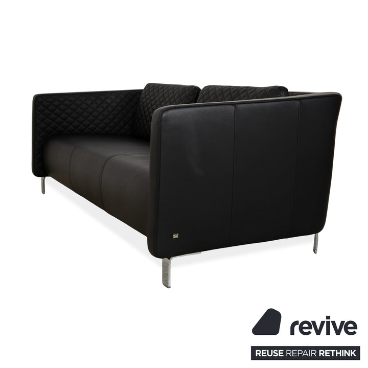Rolf Benz 325 Leder Dreisitzer Schwarz Sofa Couch
