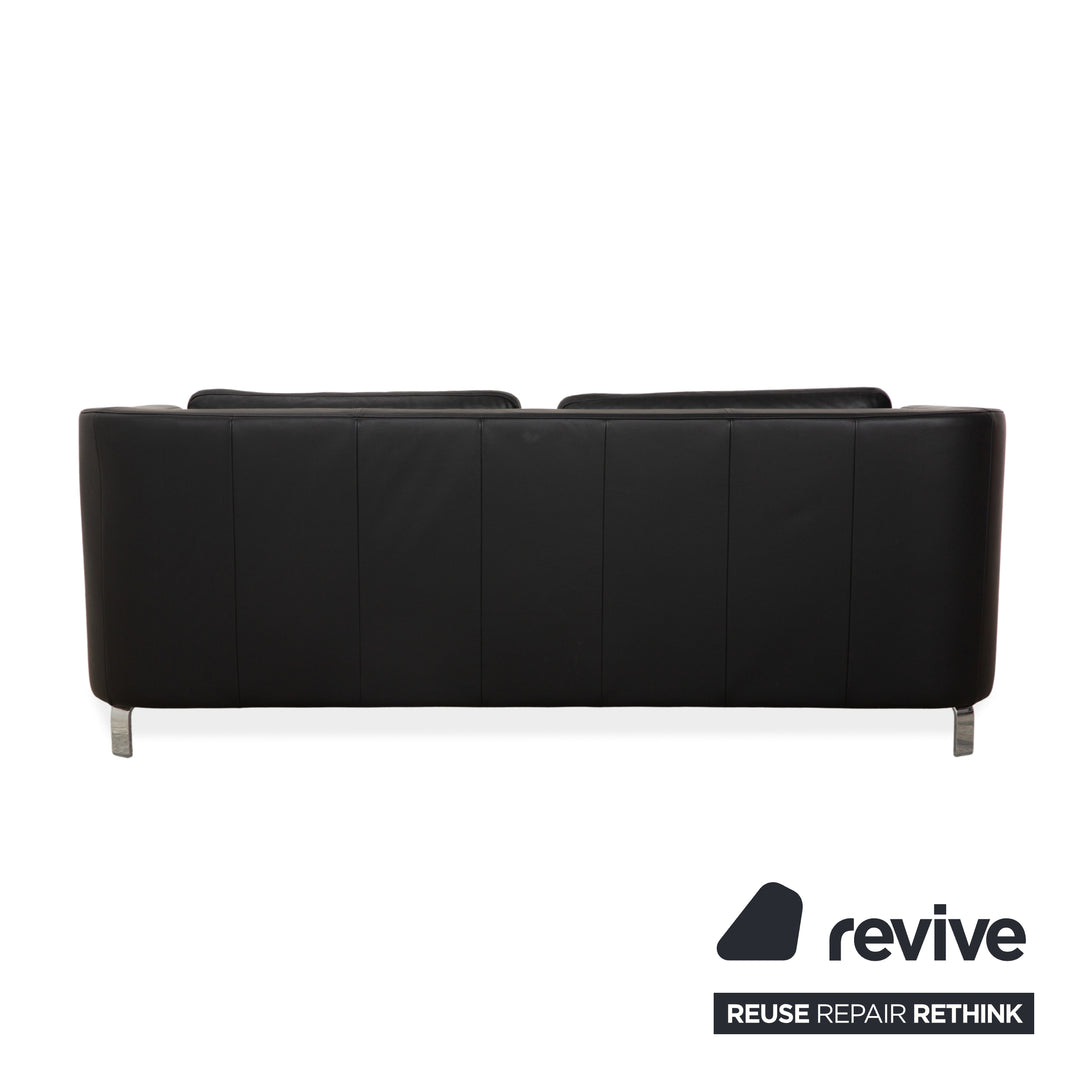 Rolf Benz 325 Leder Dreisitzer Schwarz Sofa Couch