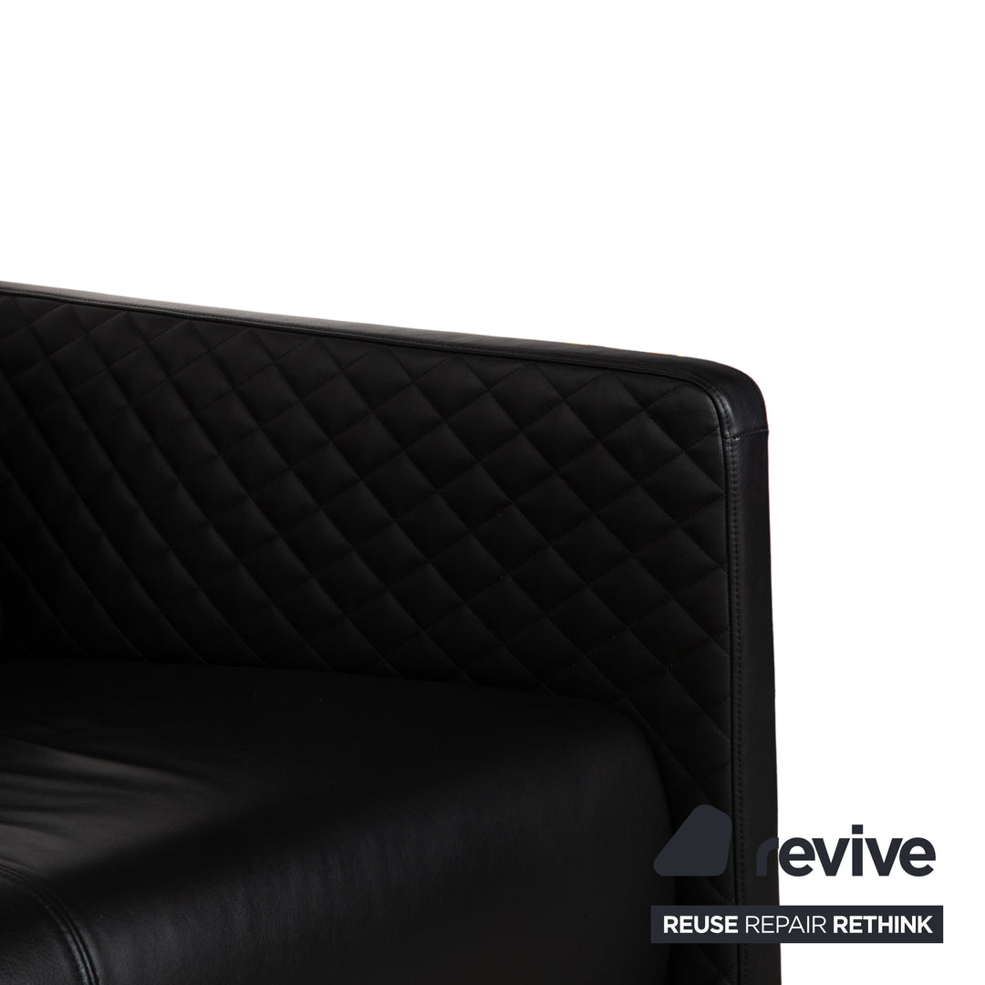 Rolf Benz 325 Leder Dreisitzer Schwarz Sofa Couch