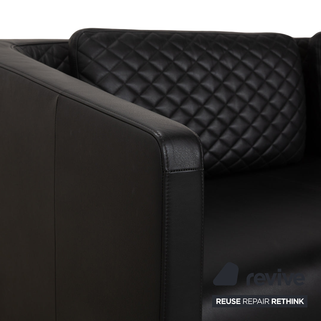 Rolf Benz 325 Leder Dreisitzer Schwarz Sofa Couch