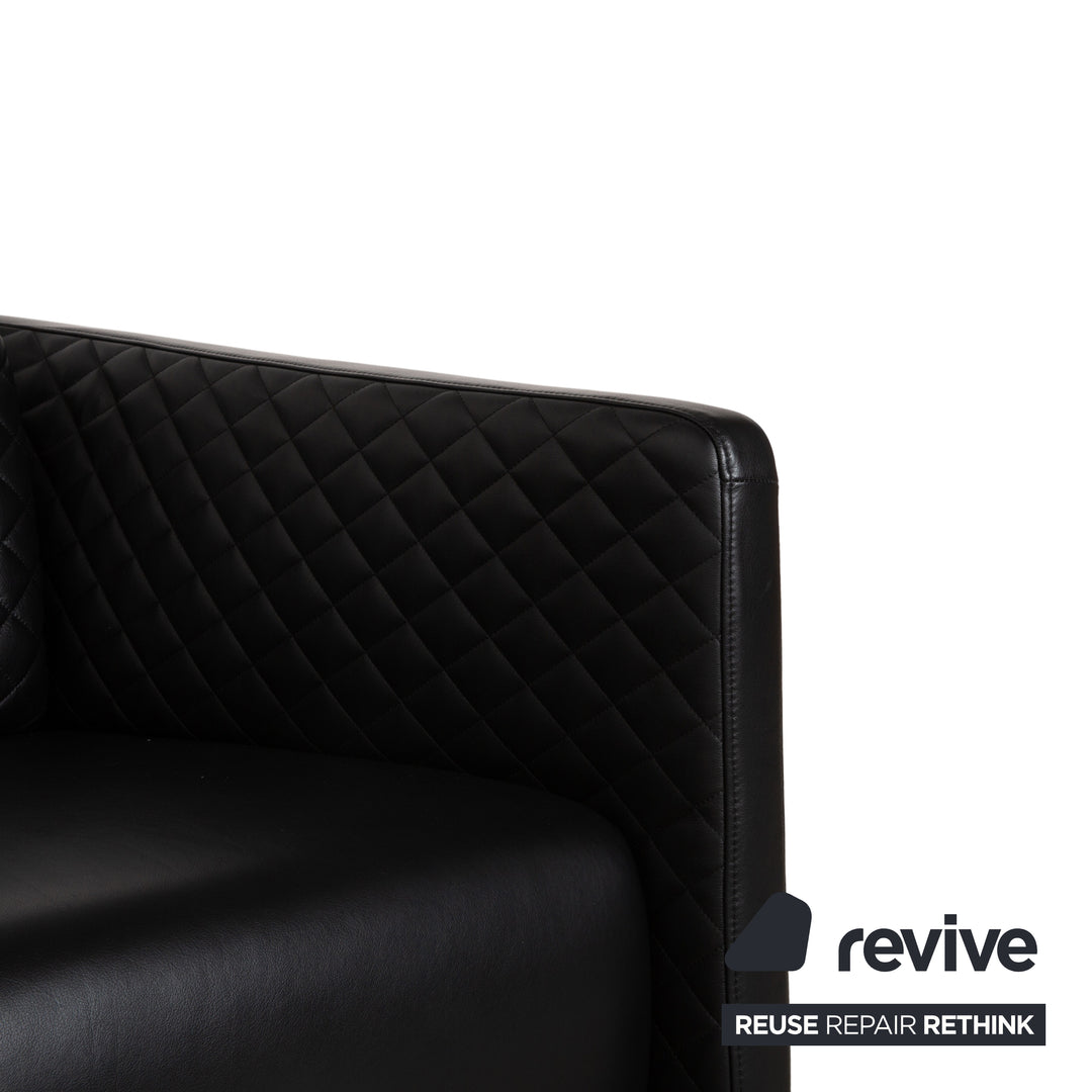 Rolf Benz 325 Leather Two-Seater Black Sofa Couch