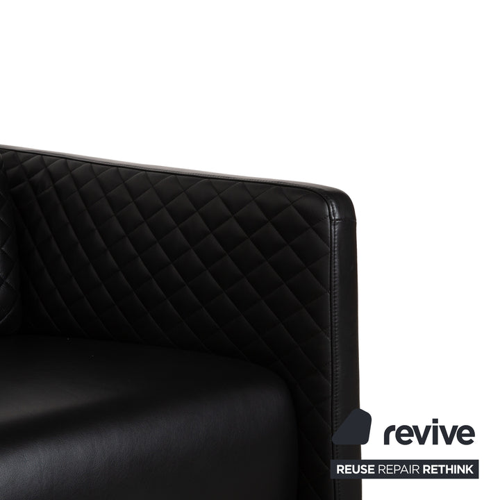 Rolf Benz 325 Leather Two-Seater Black Sofa Couch
