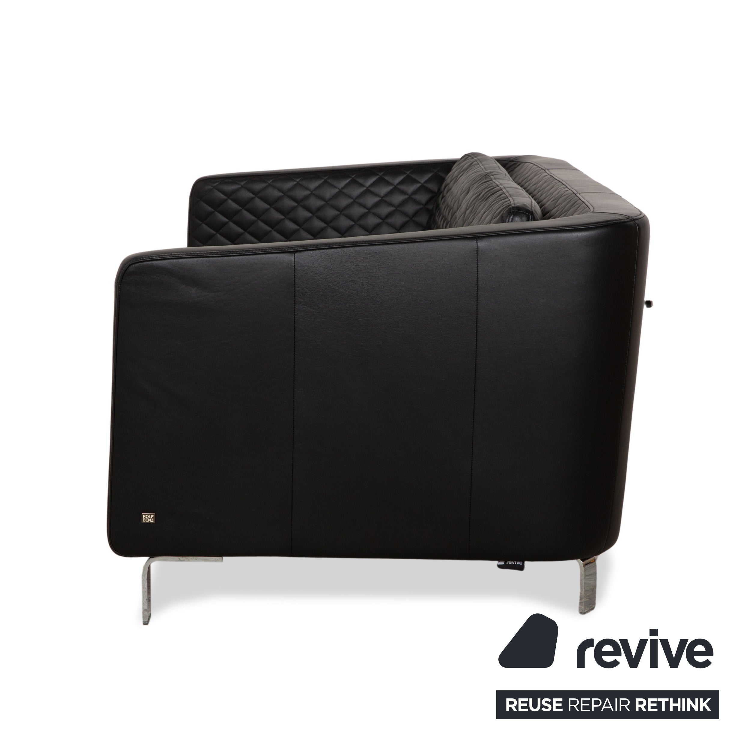 Canapé deux places en cuir noir Rolf Benz 325