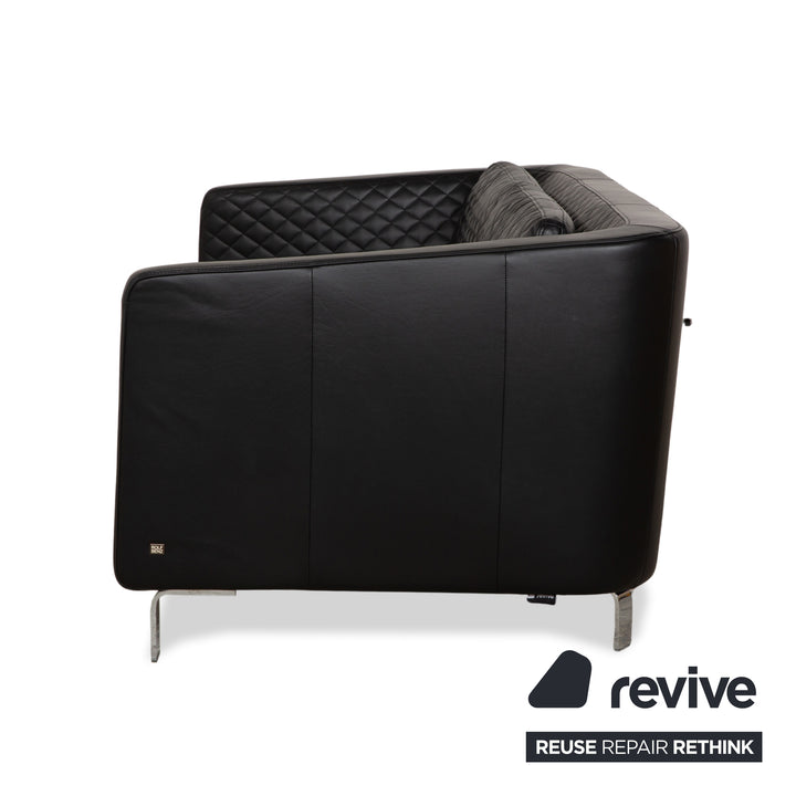 Rolf Benz 325 Leather Two-Seater Black Sofa Couch