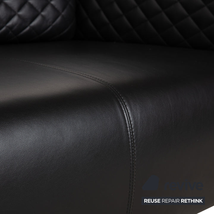 Rolf Benz 325 Leather Two-Seater Black Sofa Couch