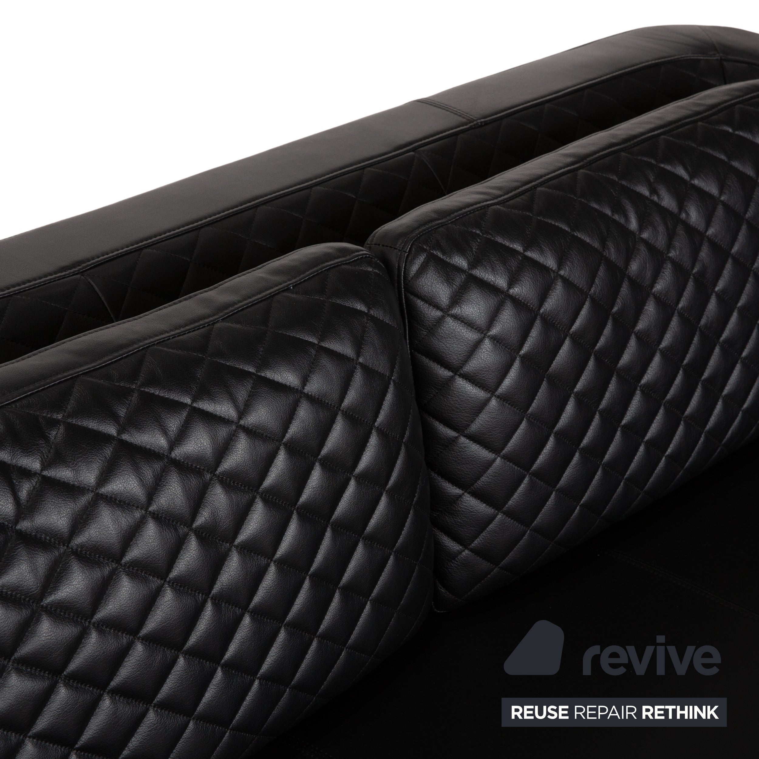 Canapé deux places en cuir noir Rolf Benz 325