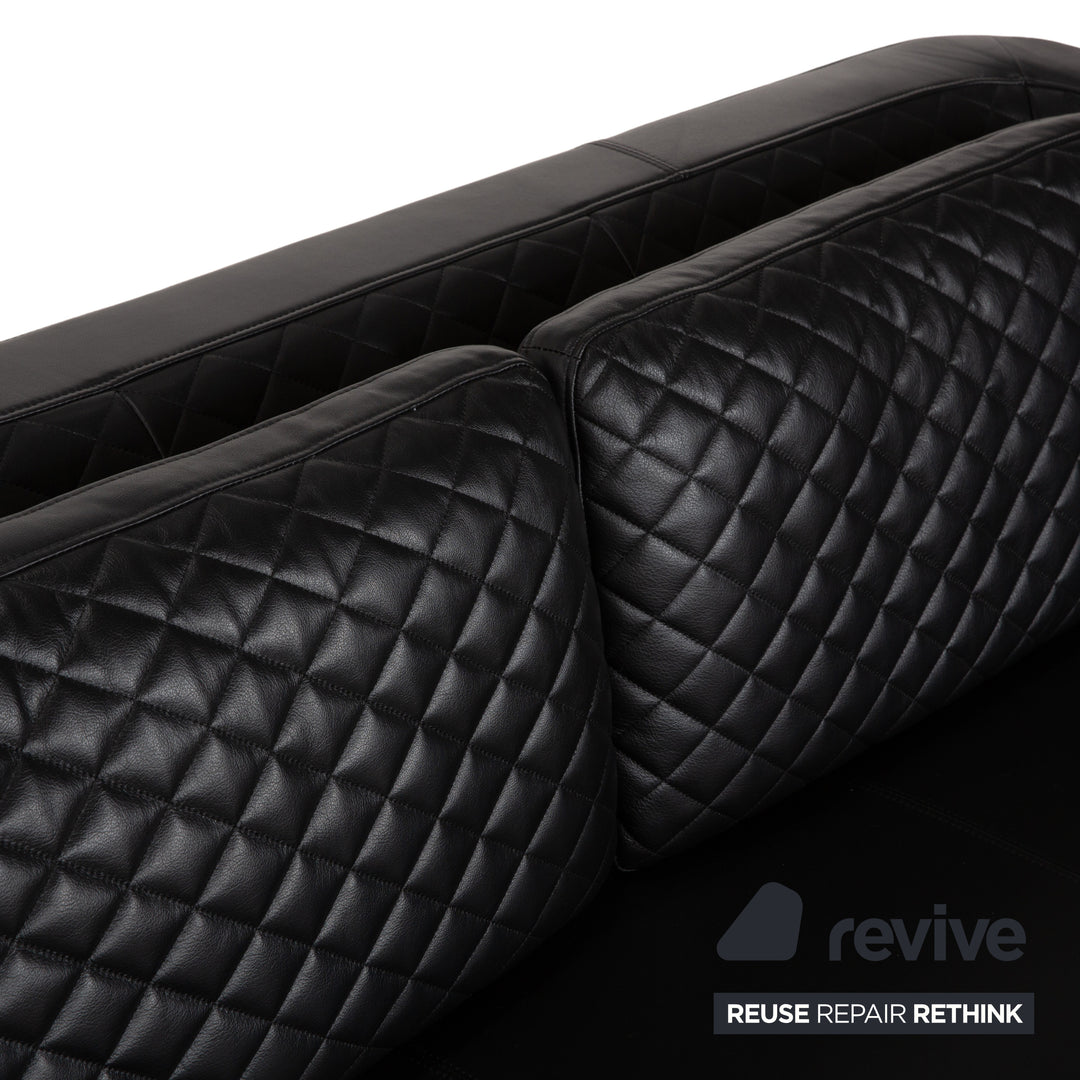 Rolf Benz 325 Leather Two-Seater Black Sofa Couch