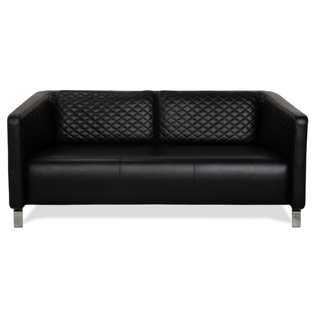 Rolf Benz 325 Leather Two-Seater Black Sofa Couch