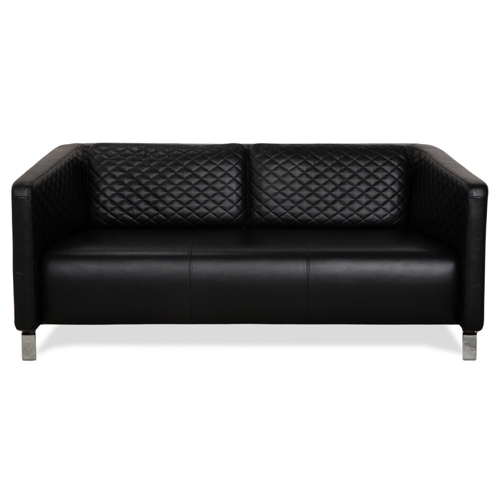 Rolf Benz 325 Leather Two-Seater Black Sofa Couch