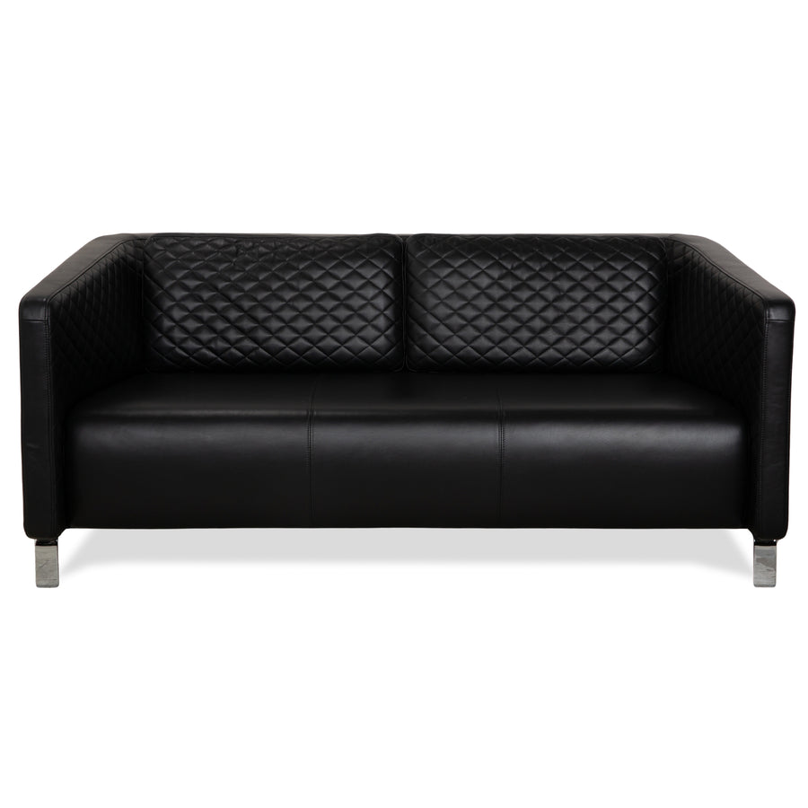 Rolf Benz 325 Leather Two-Seater Black Sofa Couch