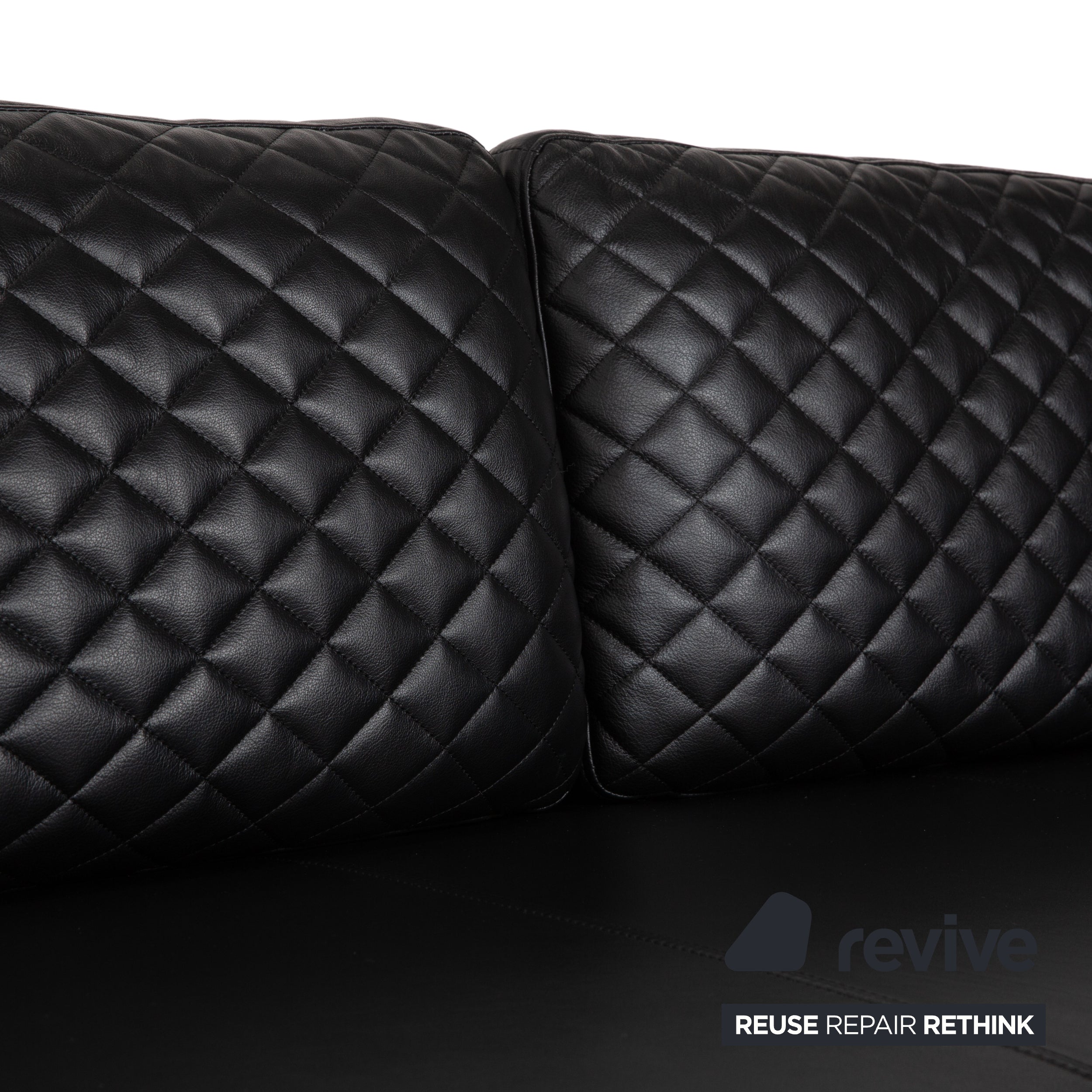 Canapé deux places en cuir noir Rolf Benz 325