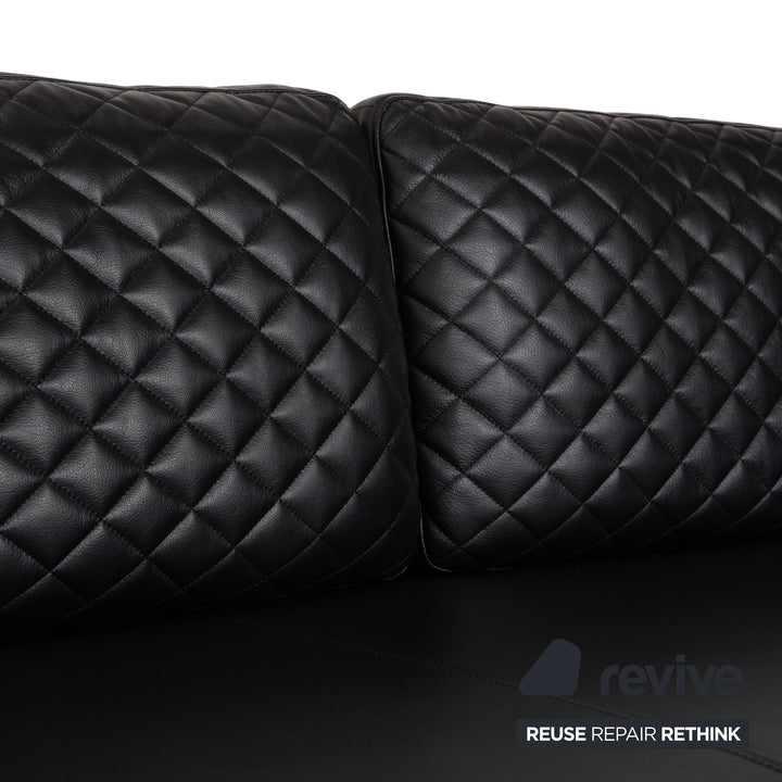 Rolf Benz 325 Leather Two-Seater Black Sofa Couch