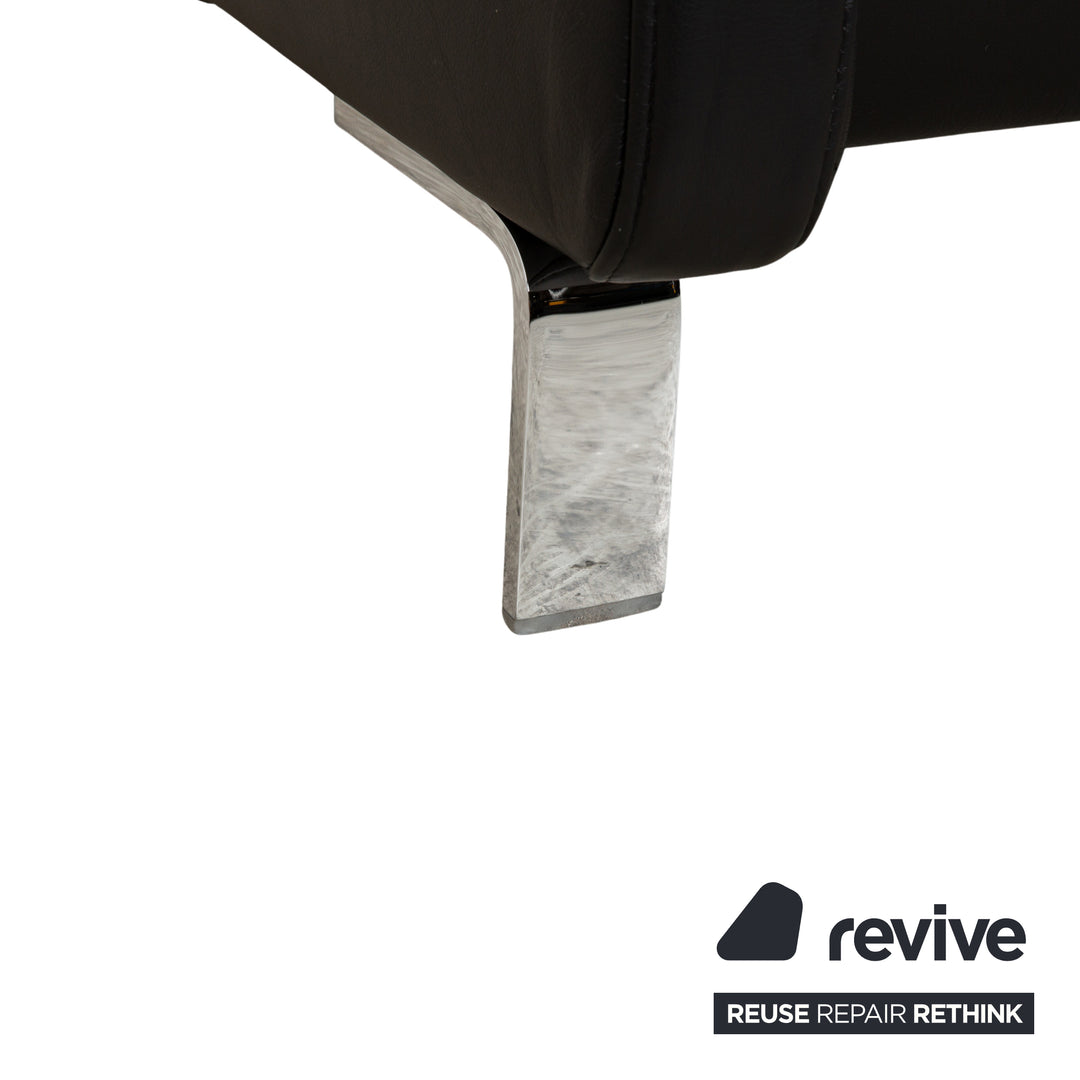 Canapé deux places en cuir noir Rolf Benz 325