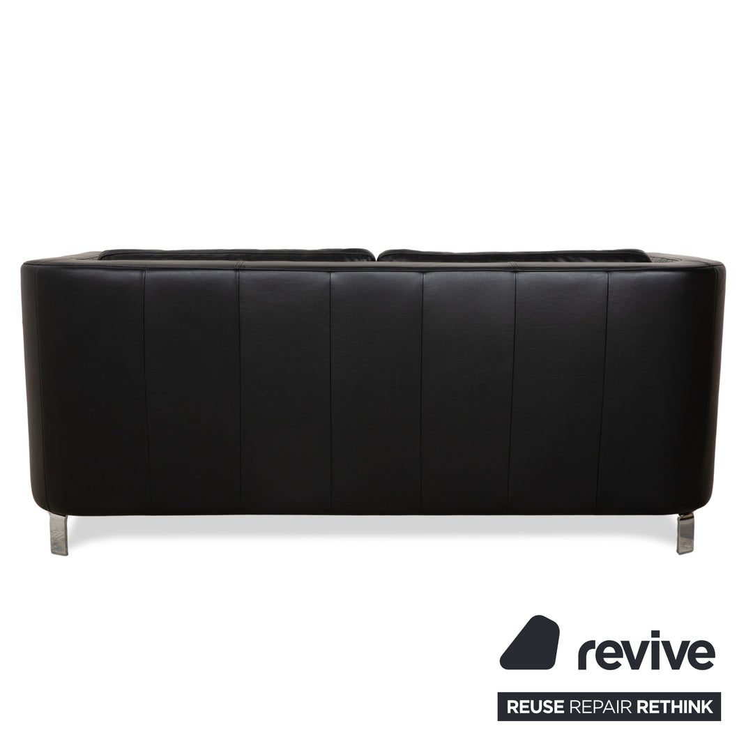 Rolf Benz 325 Leather Two-Seater Black Sofa Couch