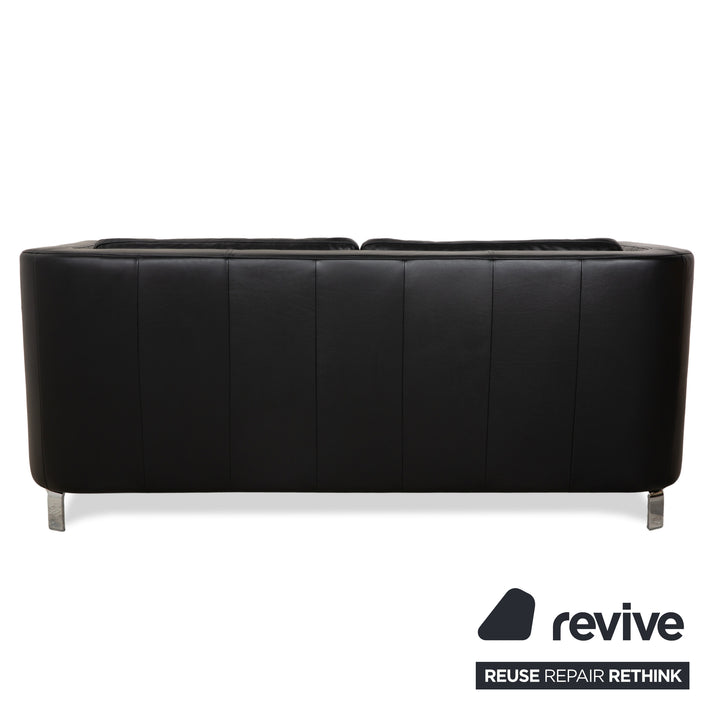 Rolf Benz 325 Leather Two-Seater Black Sofa Couch