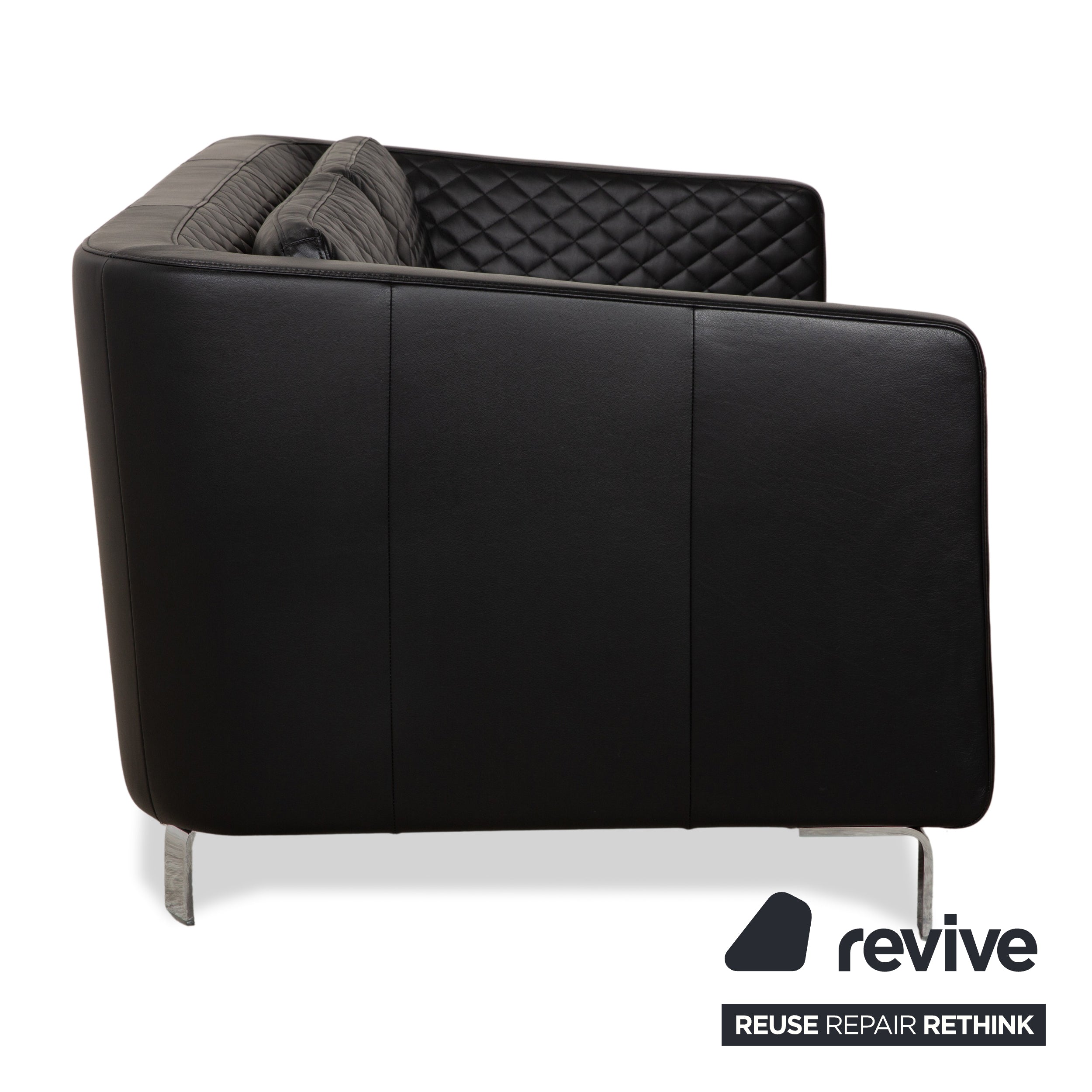 Canapé deux places en cuir noir Rolf Benz 325