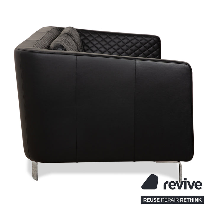 Rolf Benz 325 Leather Two-Seater Black Sofa Couch
