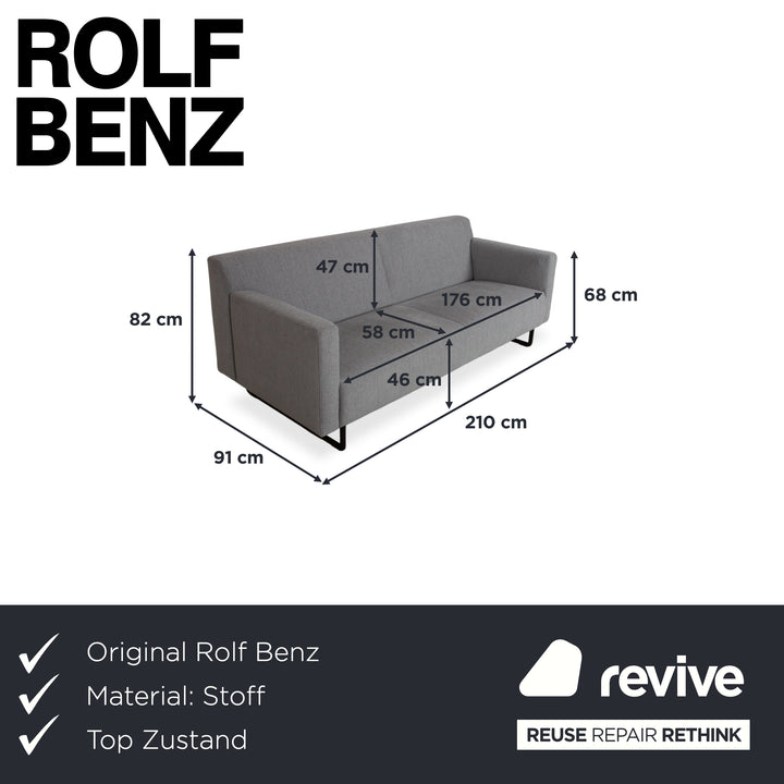 Rolf Benz 328 Stoff Dreisitzer Grau Sofa Couch