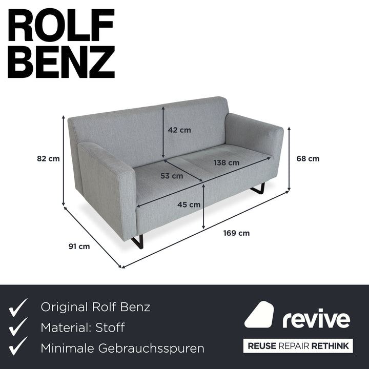 Rolf Benz 328 Stoff Dreisitzer Hellgrau Sofa Couch