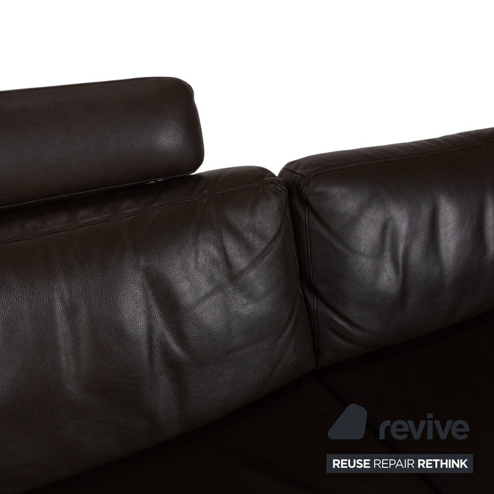 Rolf Benz 3300 Dreisitzer Leder Sofa Braun Couch manuelle Funktion Kopfstütze