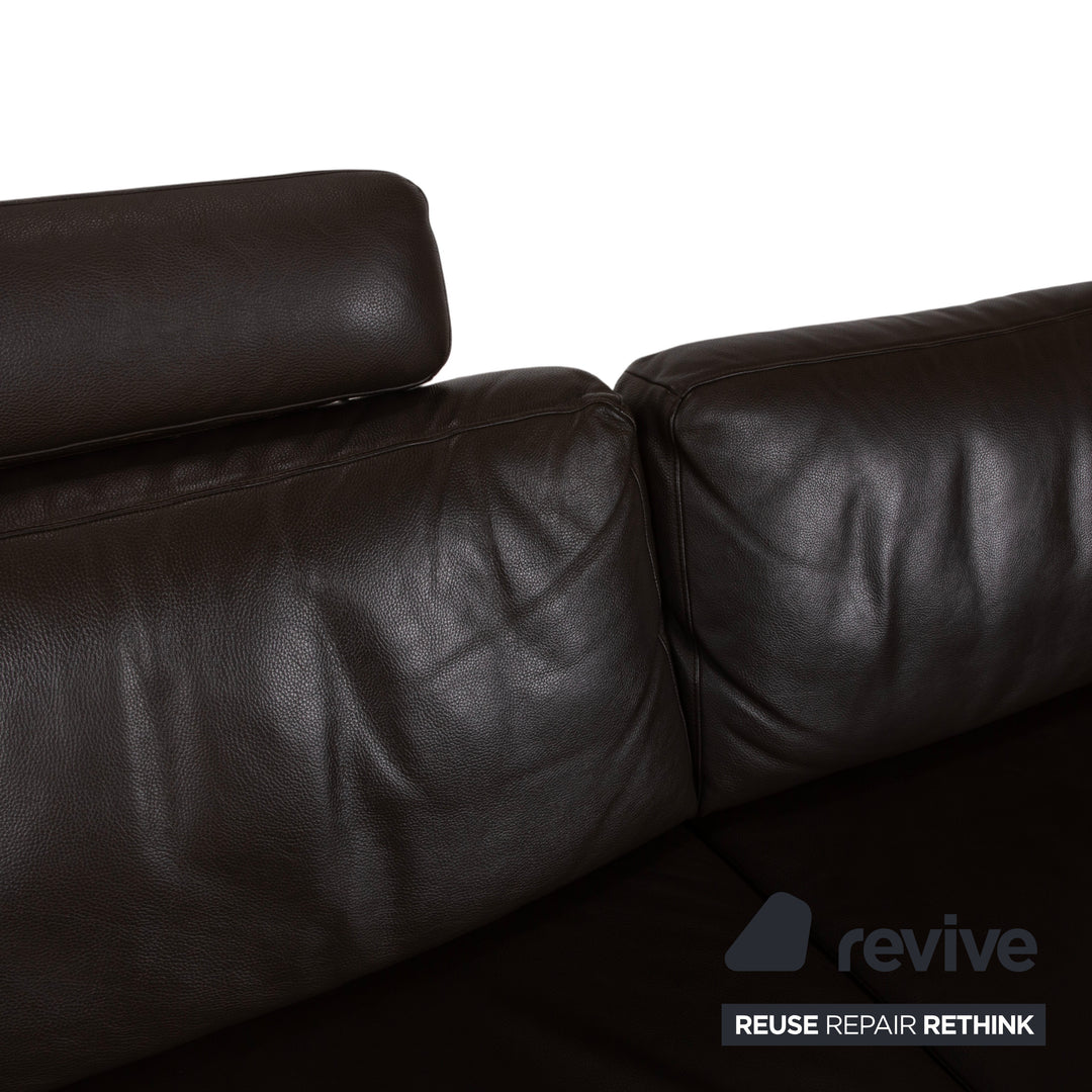 Rolf Benz 3300 Dreisitzer Leder Sofa Braun Couch manuelle Funktion Kopfstütze