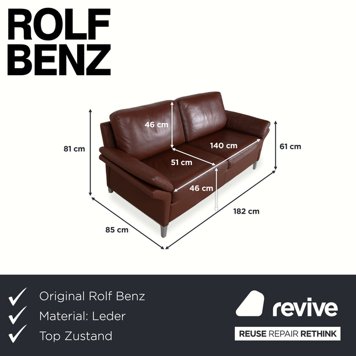Rolf Benz 3300 Three-seater Leather Sofa Brown Couch