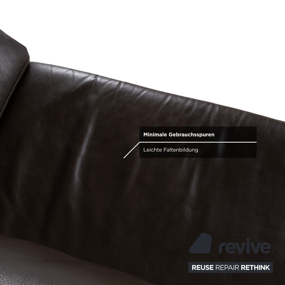 Rolf Benz 3300 Dreisitzer Leder Sofa Braun Couch manuelle Funktion Kopfstütze