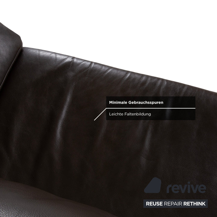 Rolf Benz 3300 Dreisitzer Leder Sofa Braun Couch manuelle Funktion Kopfstütze