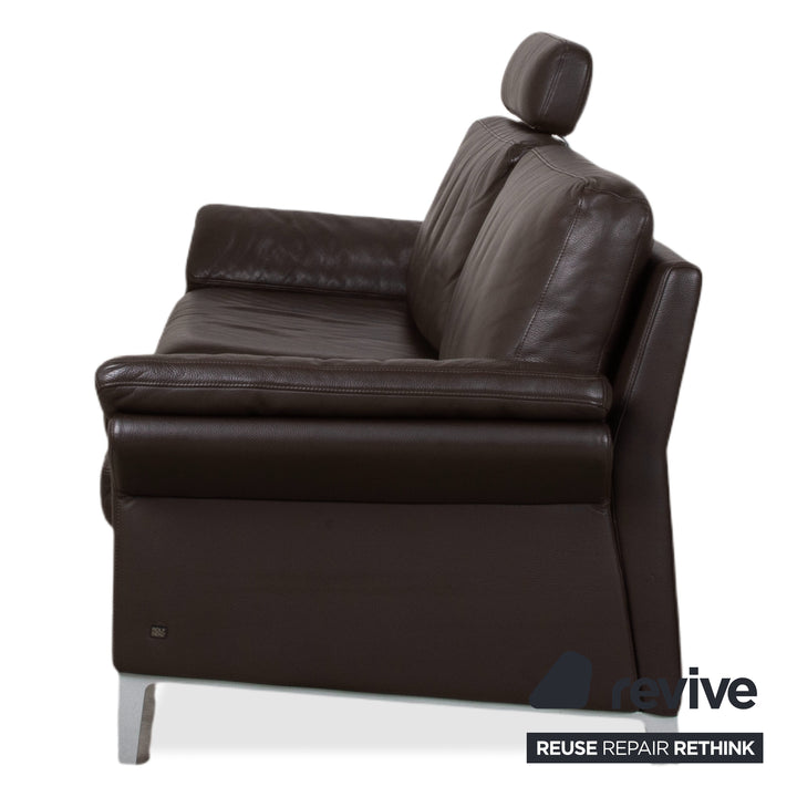 Rolf Benz 3300 Dreisitzer Leder Sofa Braun Couch manuelle Funktion Kopfstütze