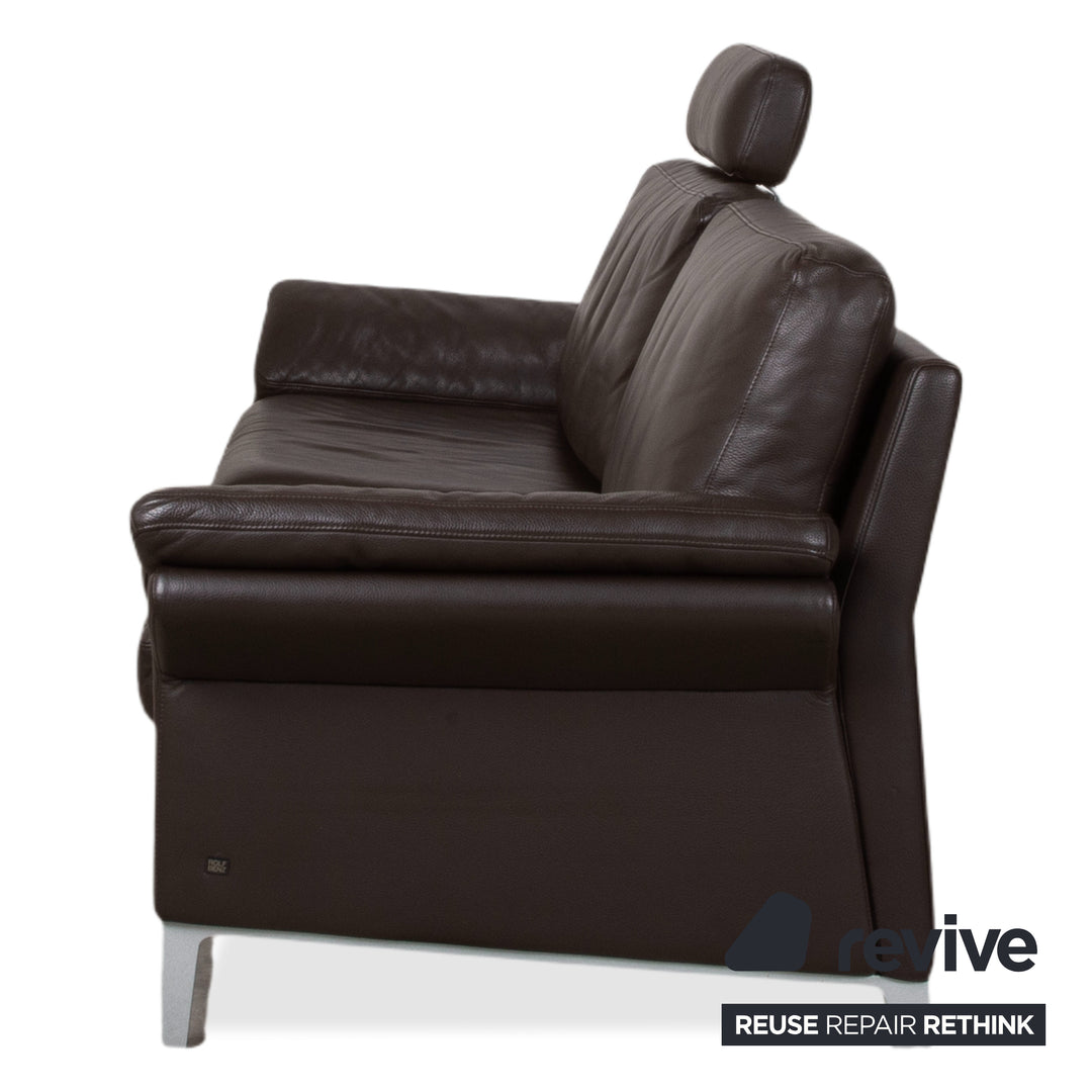Rolf Benz 3300 Dreisitzer Leder Sofa Braun Couch manuelle Funktion Kopfstütze