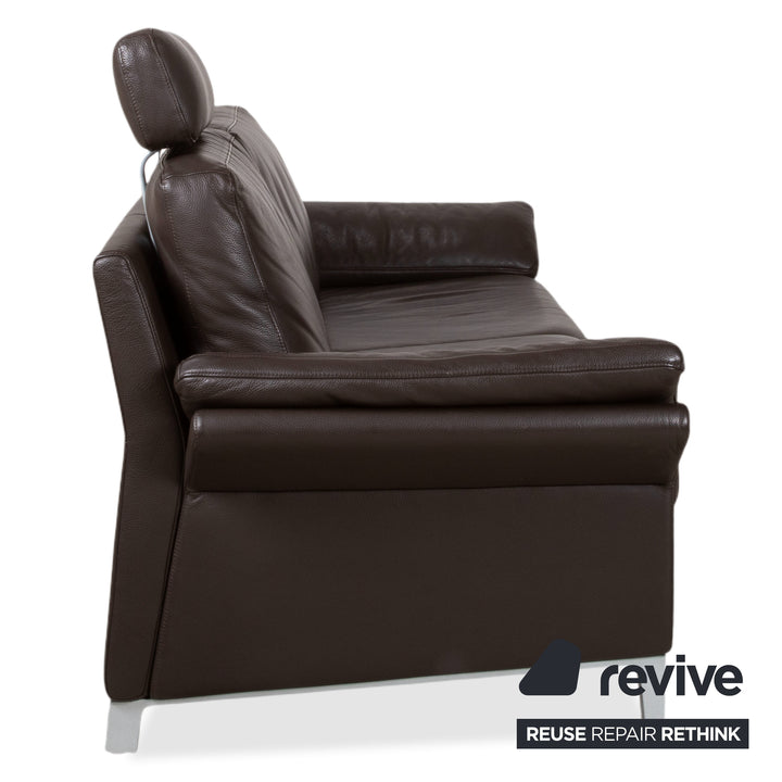 Rolf Benz 3300 Canapé trois places en cuir marron, fonction manuelle, appui-tête