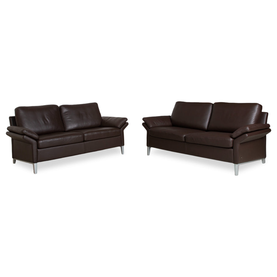 Rolf Benz 3300, skórzana sofa 2 × trzyosobowa, brązowa, kolor mokka