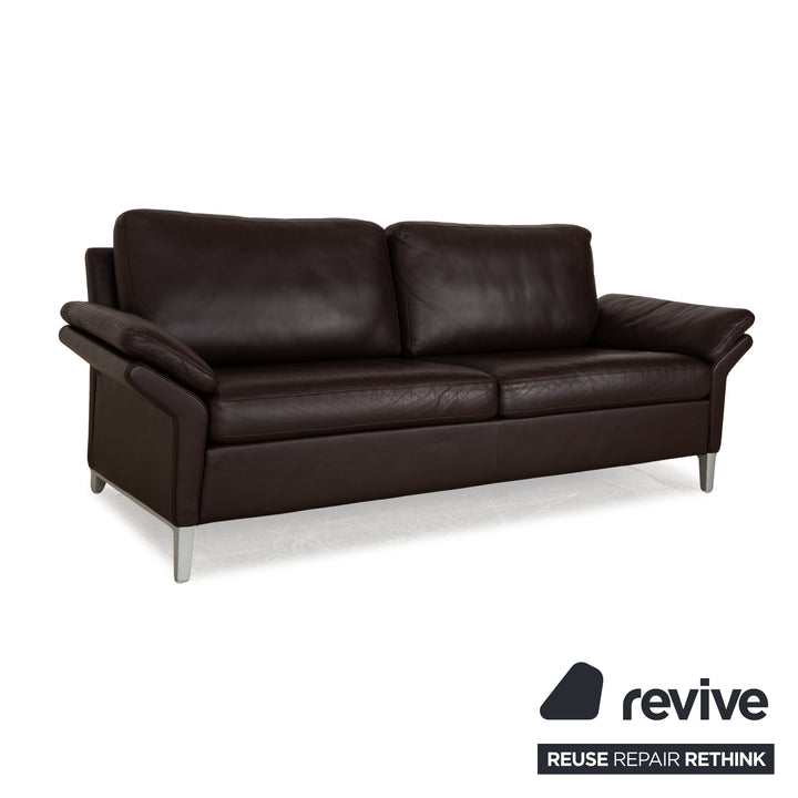 Rolf Benz 3300 Leather Three-Seater Brown Sofa Couch