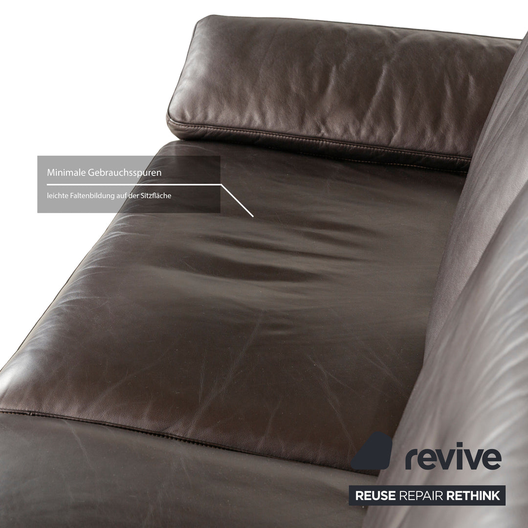 Canapé trois places en cuir marron Rolf Benz 3300