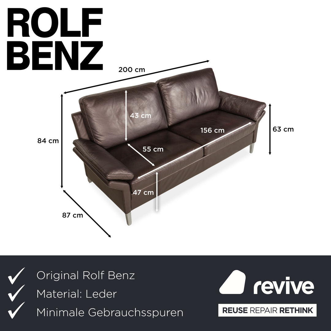 Canapé trois places en cuir marron Rolf Benz 3300
