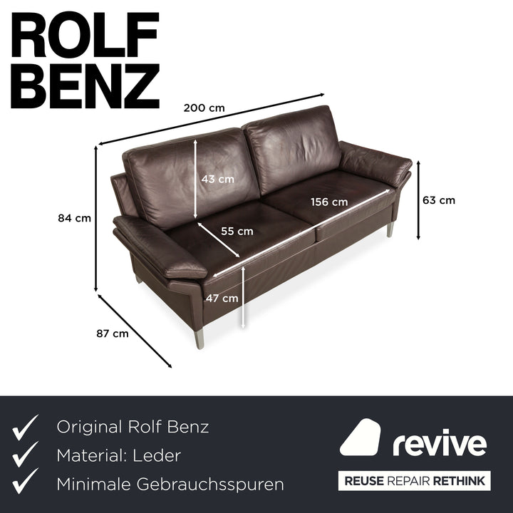 Canapé trois places en cuir marron Rolf Benz 3300