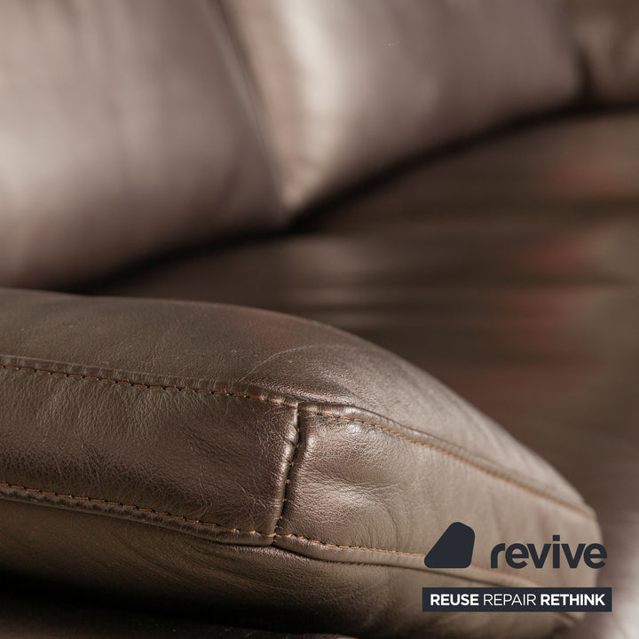 Rolf Benz 3300 Leather Three-Seater Brown Sofa Couch