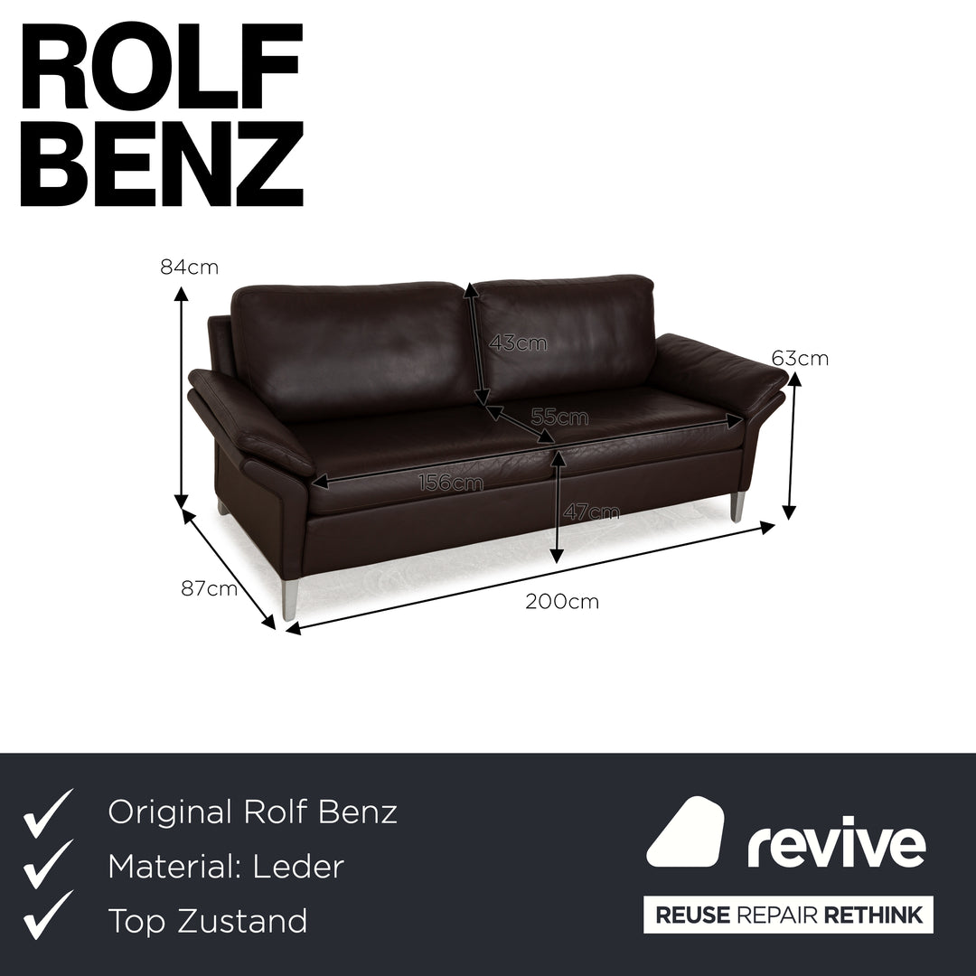 Rolf Benz 3300 Leather Three-Seater Brown Sofa Couch