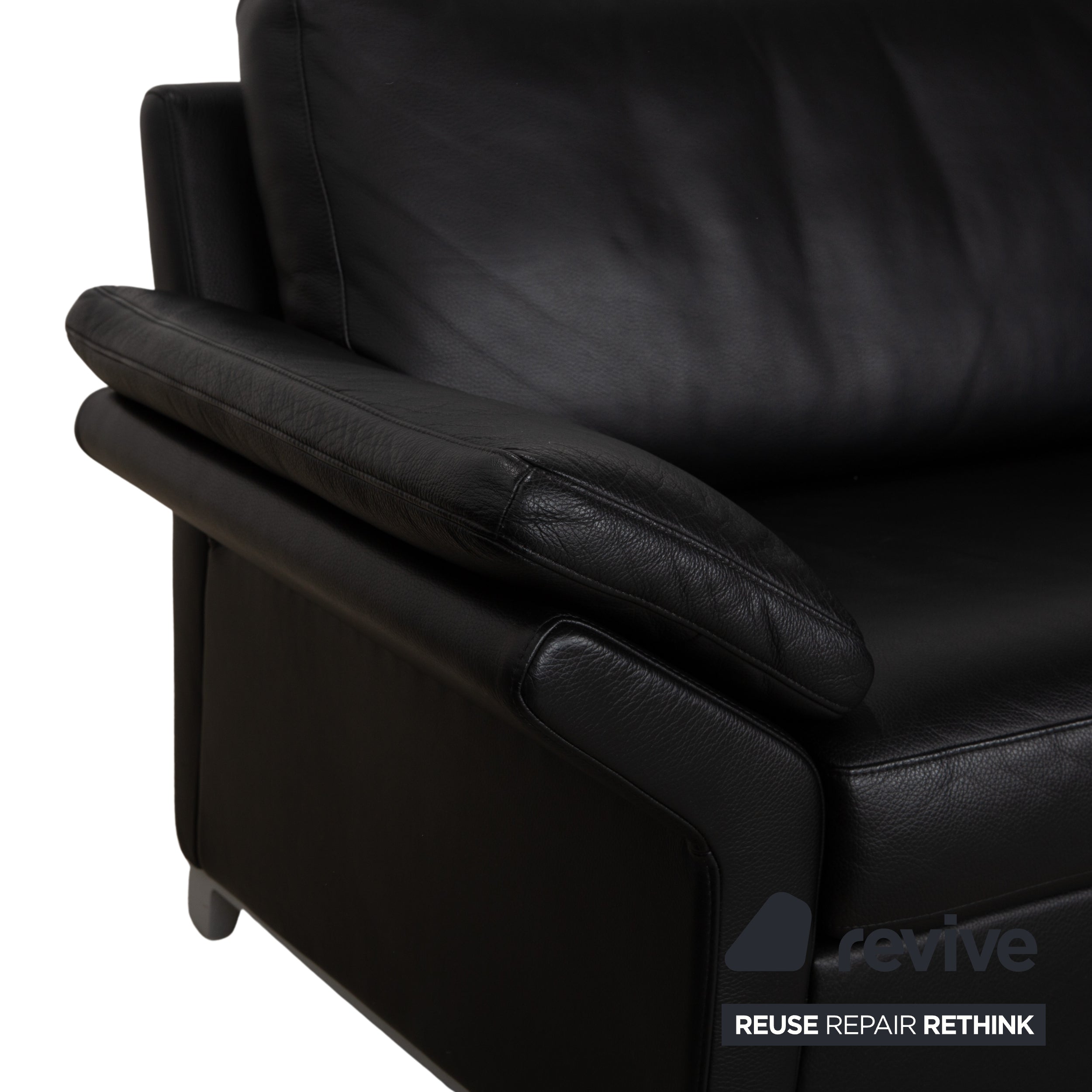 Rolf Benz 3300 Leder Dreisitzer Schwarz Sofa Couch
