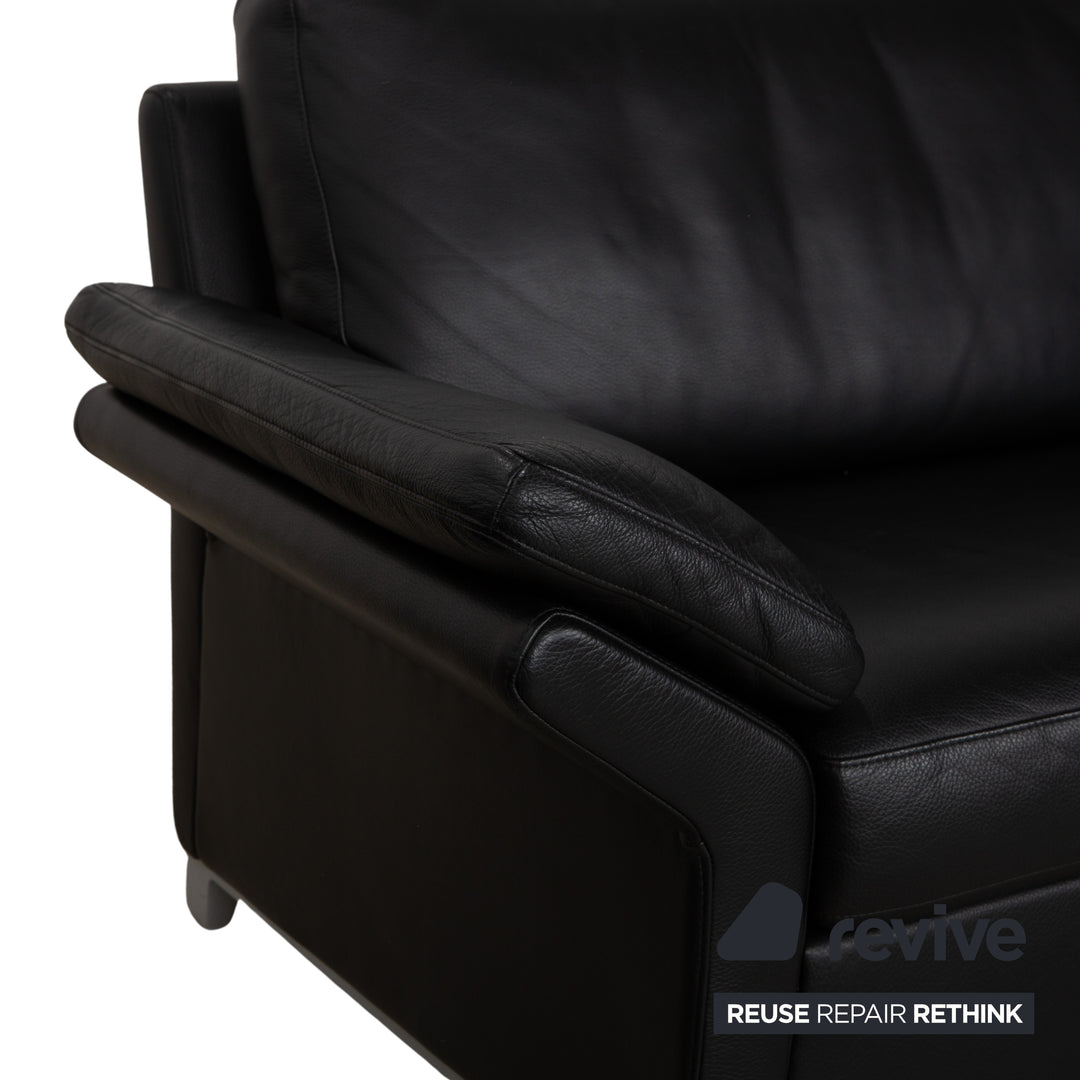Rolf Benz 3300 Leder Dreisitzer Schwarz Sofa Couch
