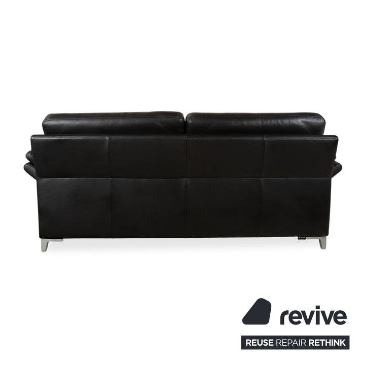 Rolf Benz 3300 Leder Dreisitzer Schwarz Sofa Couch