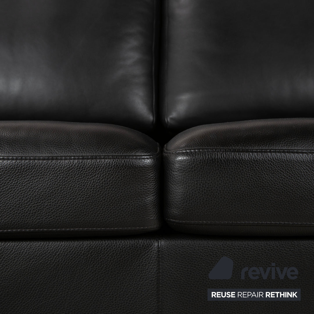 Rolf Benz 3300 Leder Dreisitzer Schwarz Sofa Couch