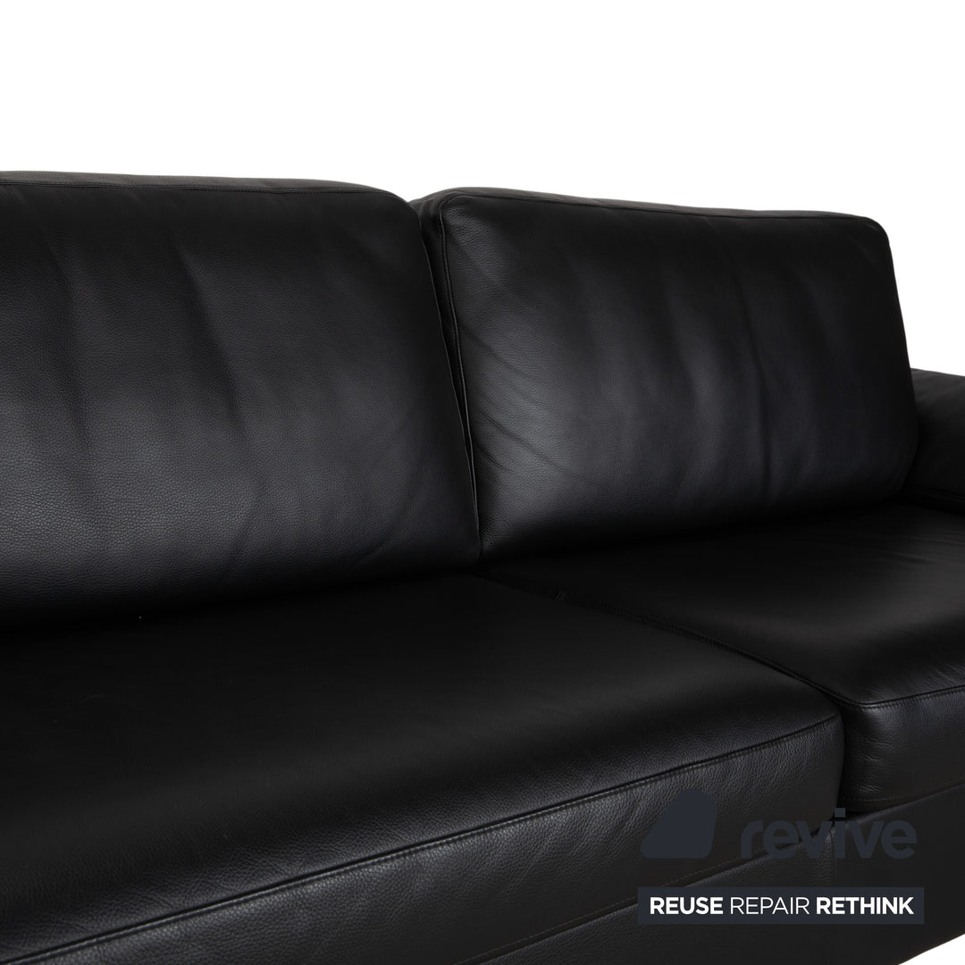 Rolf Benz 3300 Leder Dreisitzer Schwarz Sofa Couch