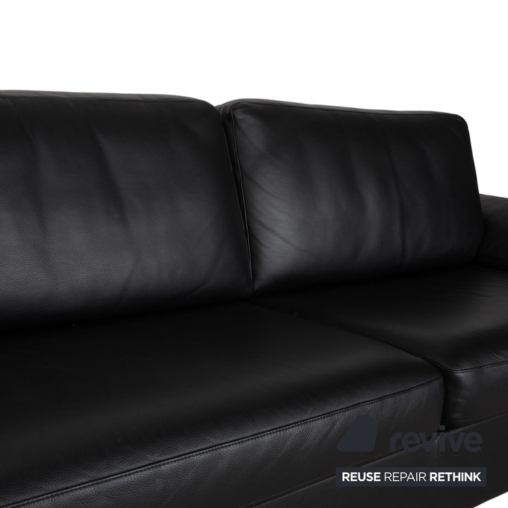 Rolf Benz 3300 Leder Dreisitzer Schwarz Sofa Couch